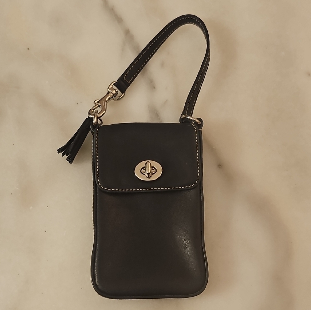 Black Leather Wristlet with Tassel